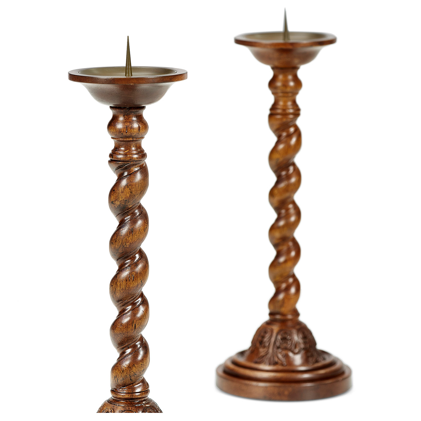 Pair of Twisted Walnut Candlesticks