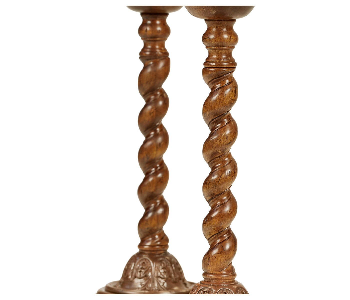 Pair of Twisted Walnut Candlesticks