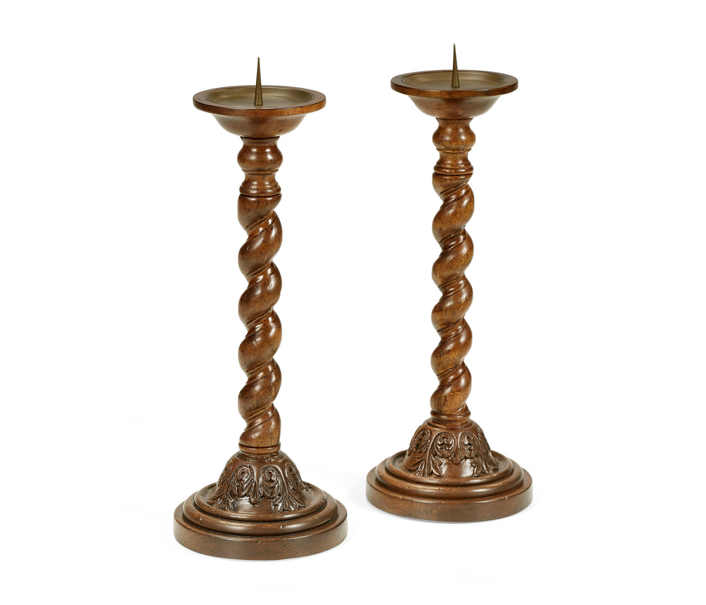 Pair of Twisted Walnut Candlesticks