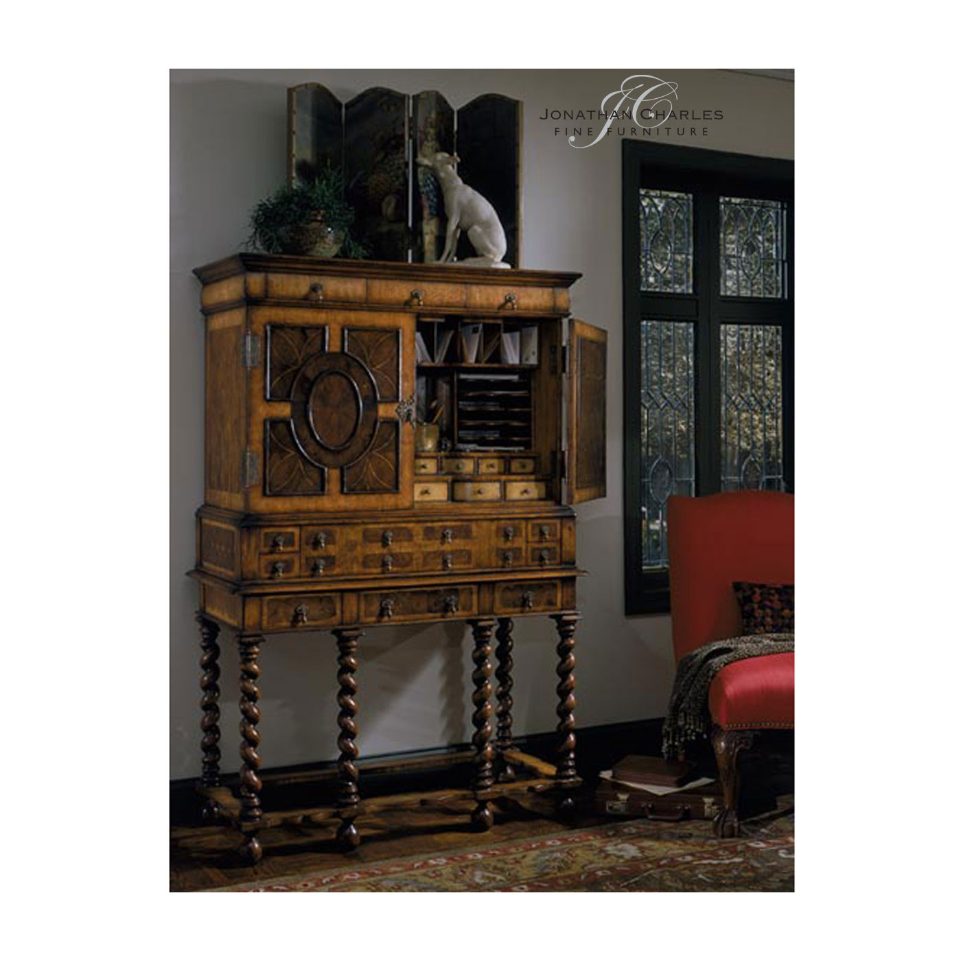 William & Mary Walnut & Oyster Secrétaire Cabinet 