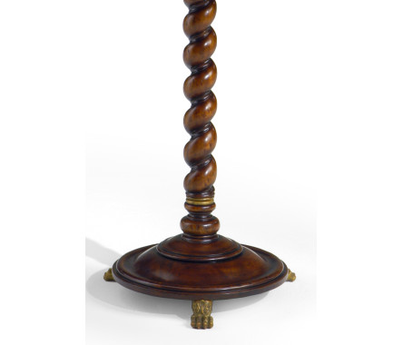 Pedestal table with carved post and solid top