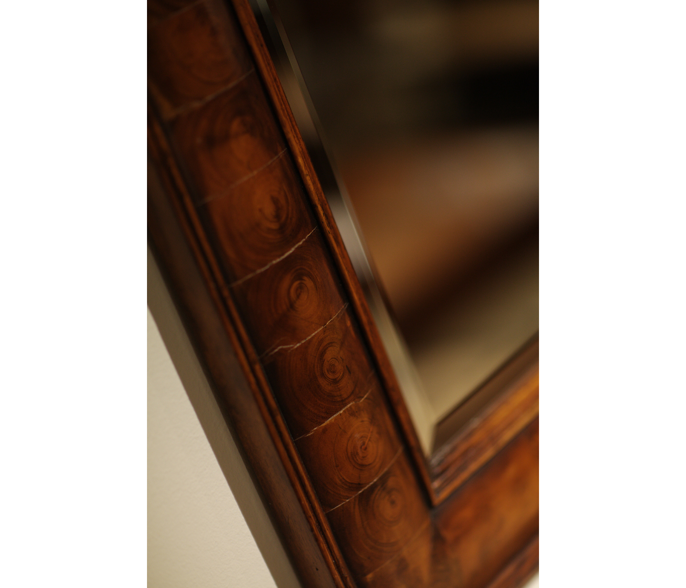 Walnut & oyster veneer rectangular mirror