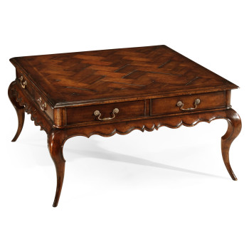 Square French provincial walnut coffee table