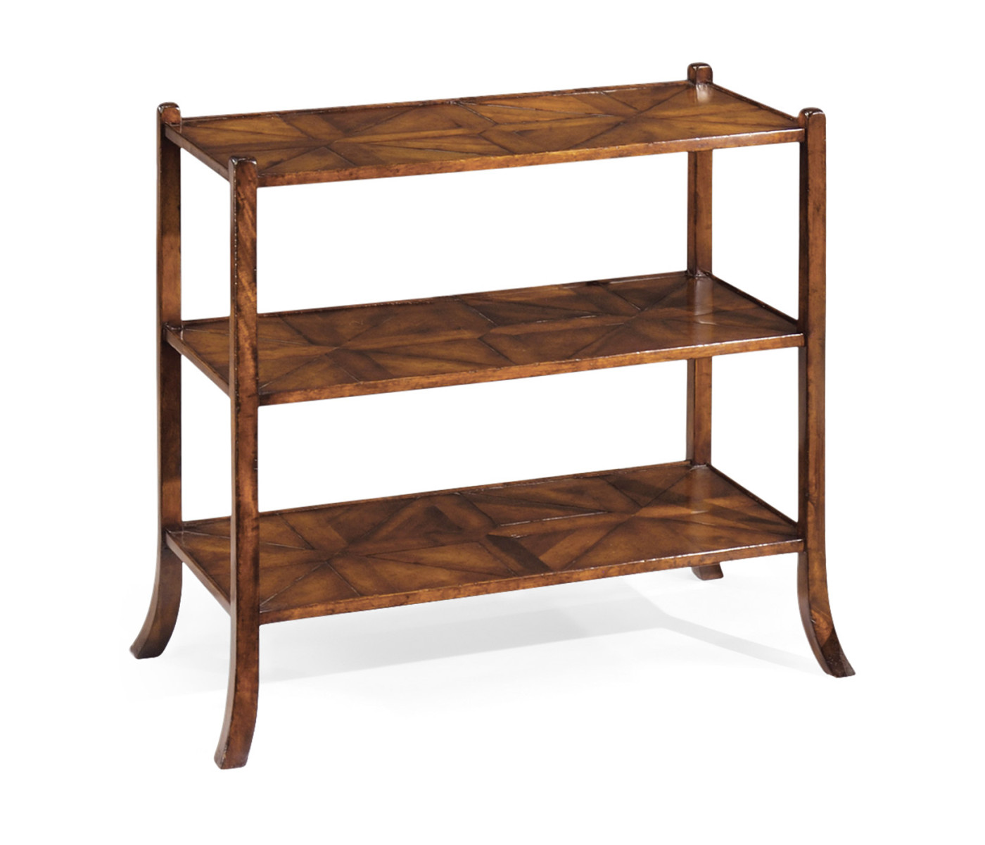 Wide Parquet Three-Tier Shelf