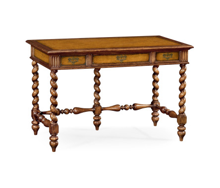 Leather & walnut turned desk