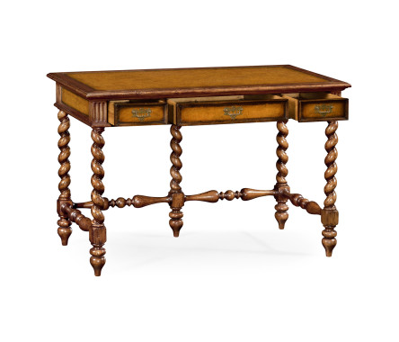 Leather & walnut turned desk