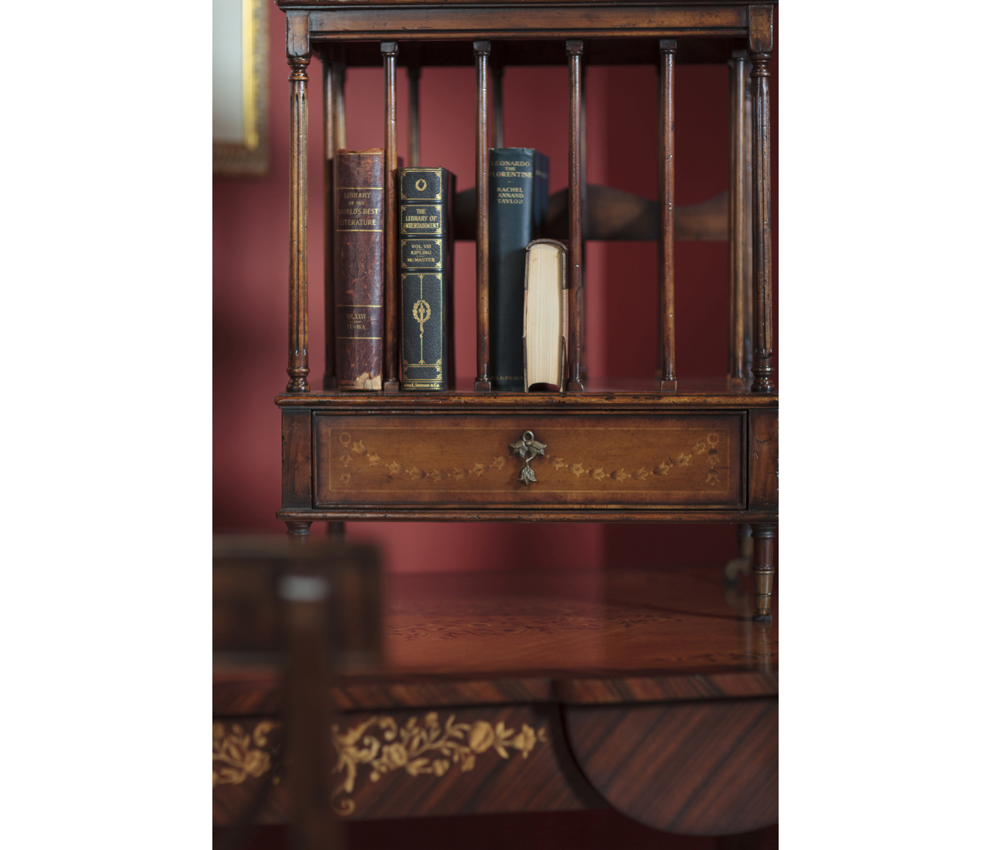 Walnut Three-Tier Étagère with Single Canterbury
