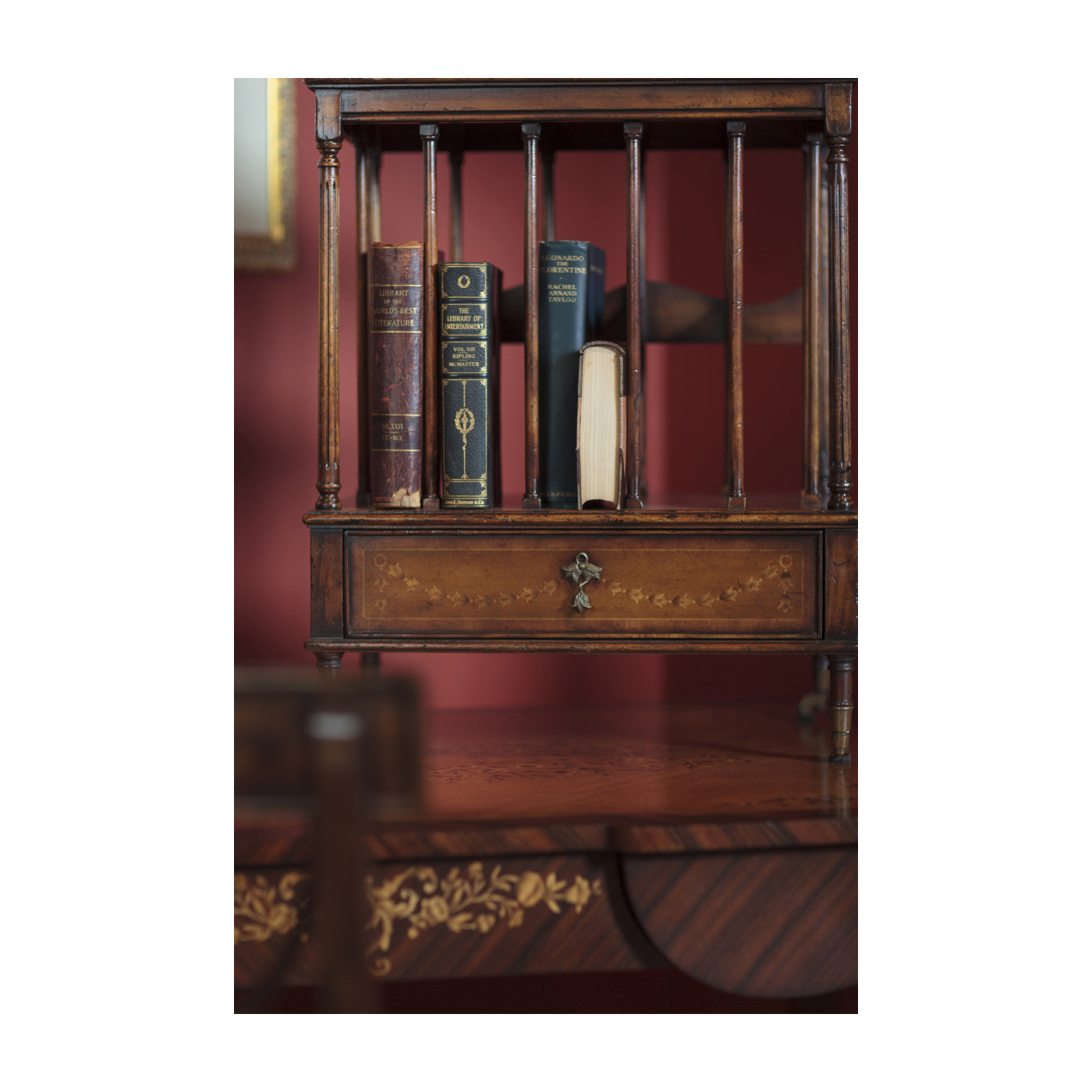 Walnut Three-Tier Étagère with Single Canterbury