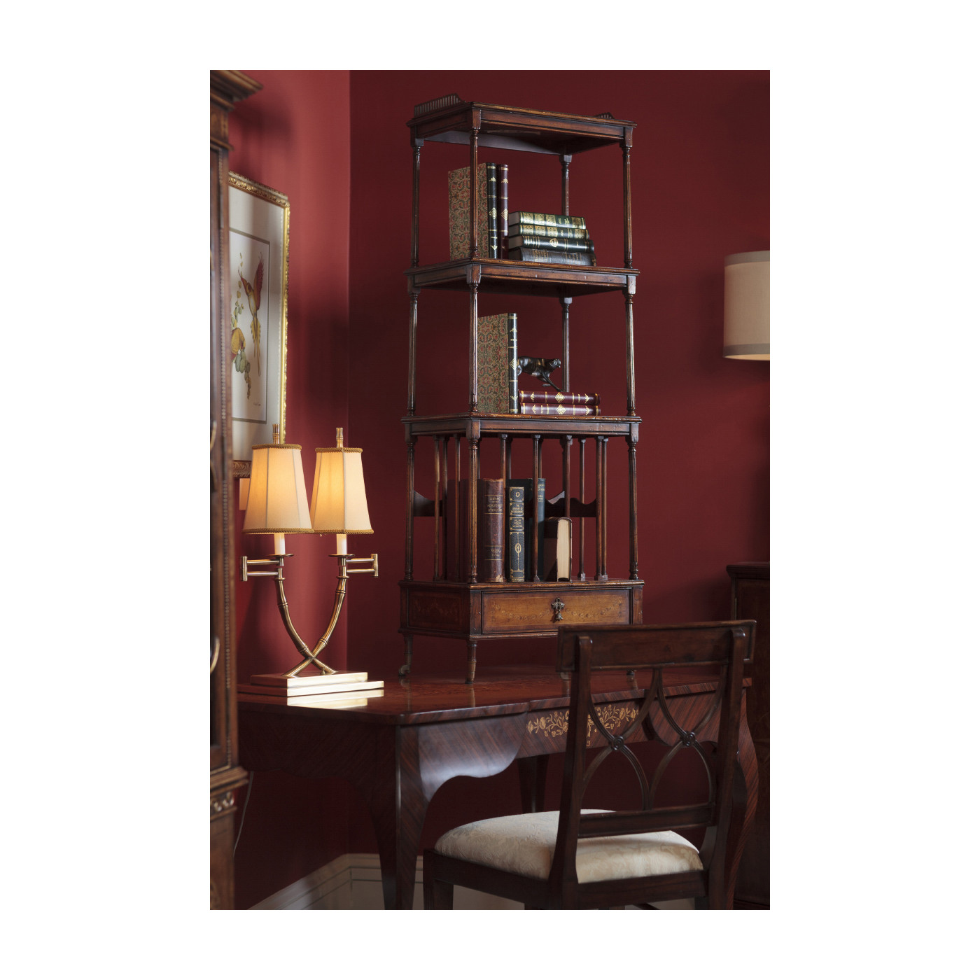 Walnut Three-Tier Étagère with Single Canterbury