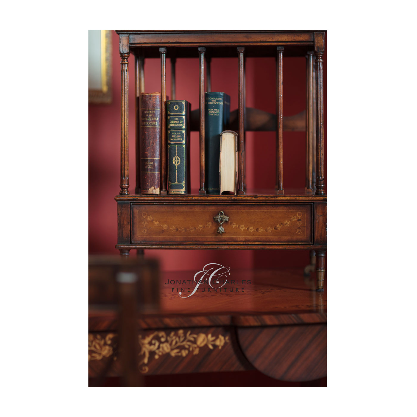 Walnut Three-Tier Étagère with Single Canterbury