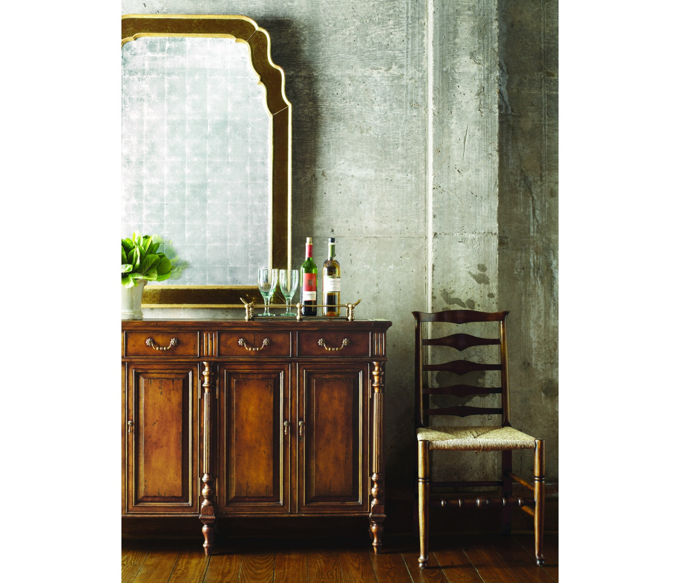 William & Mary Style Églomisé Framed & Gilded Mirror