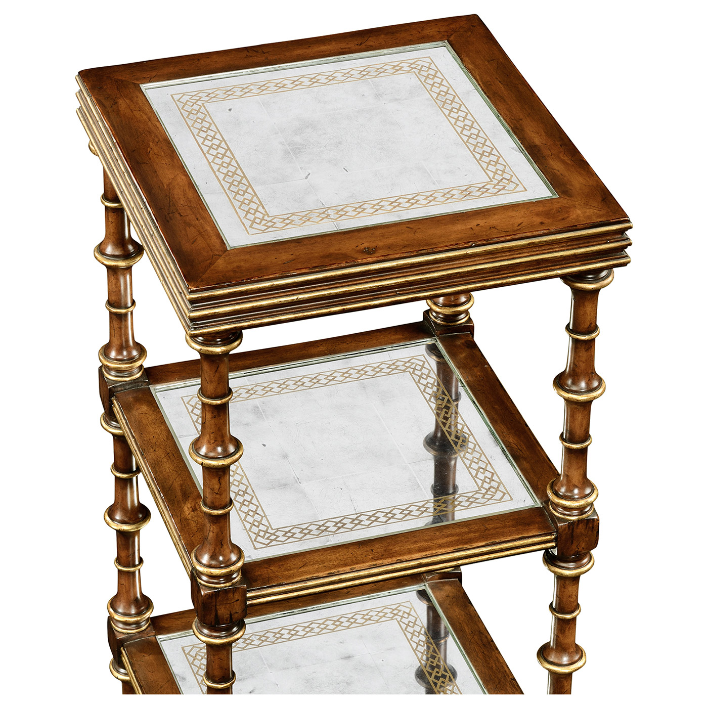 Walnut & Églomisé Five-Tier Étagère