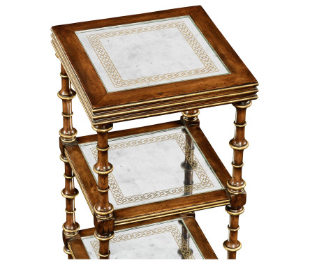 Walnut & Églomisé Five-Tier Étagère