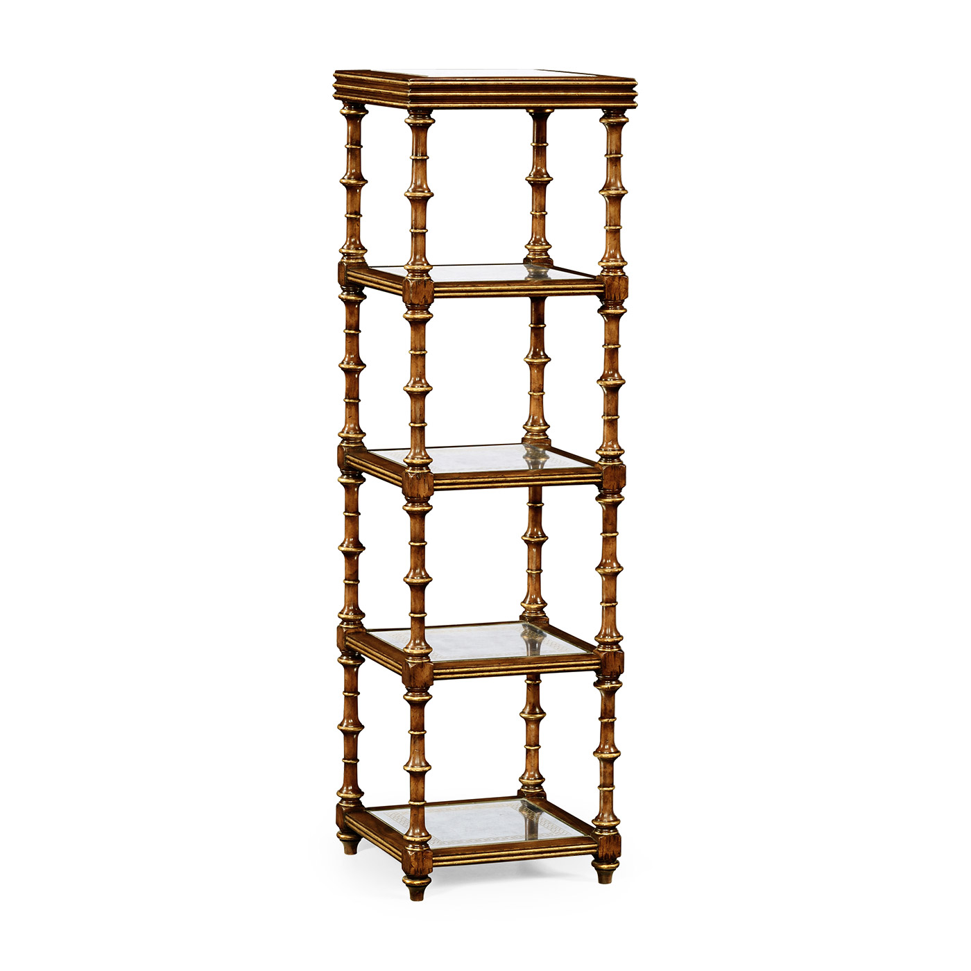 Walnut & Églomisé Five-Tier Étagère