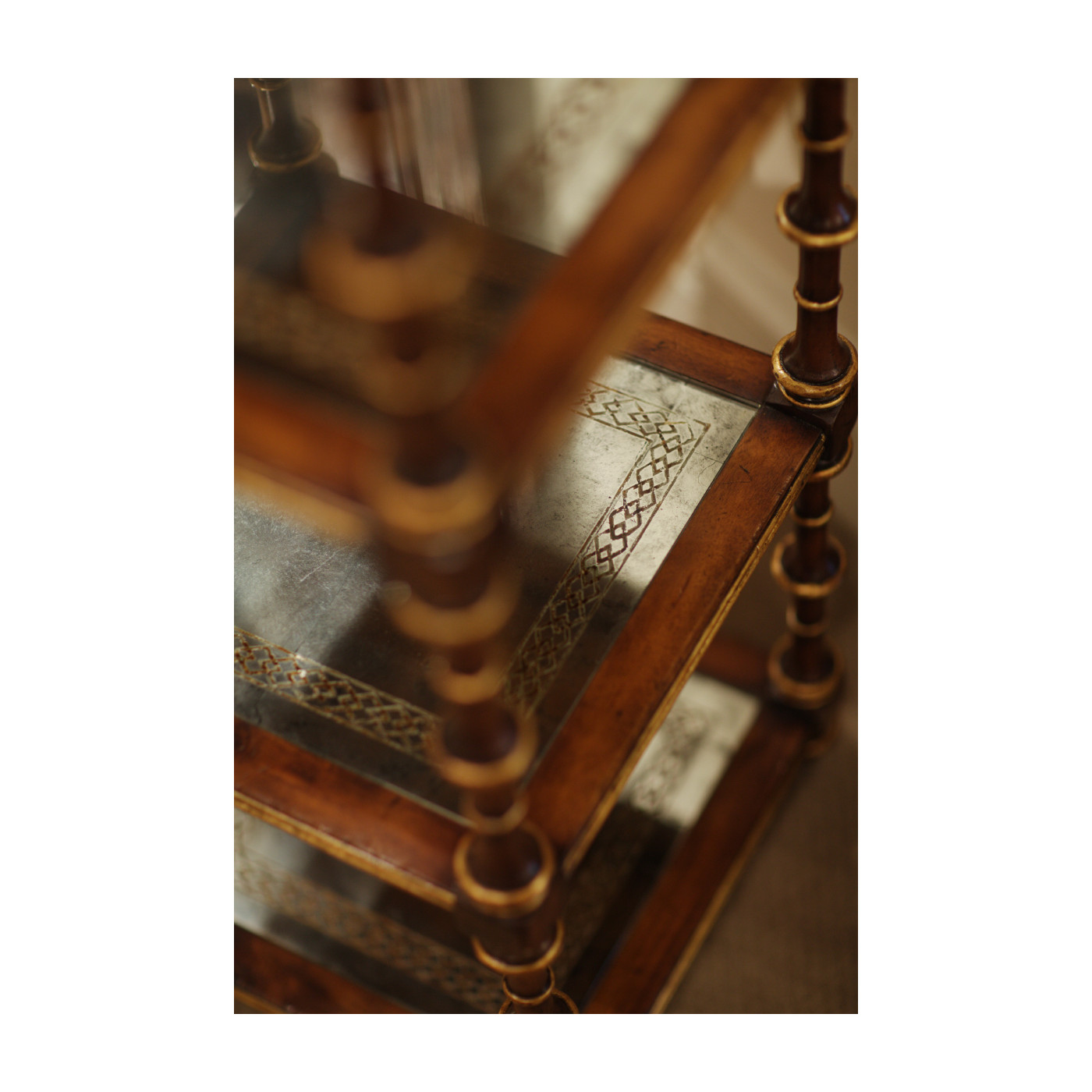 Walnut & Églomisé Five-Tier Étagère