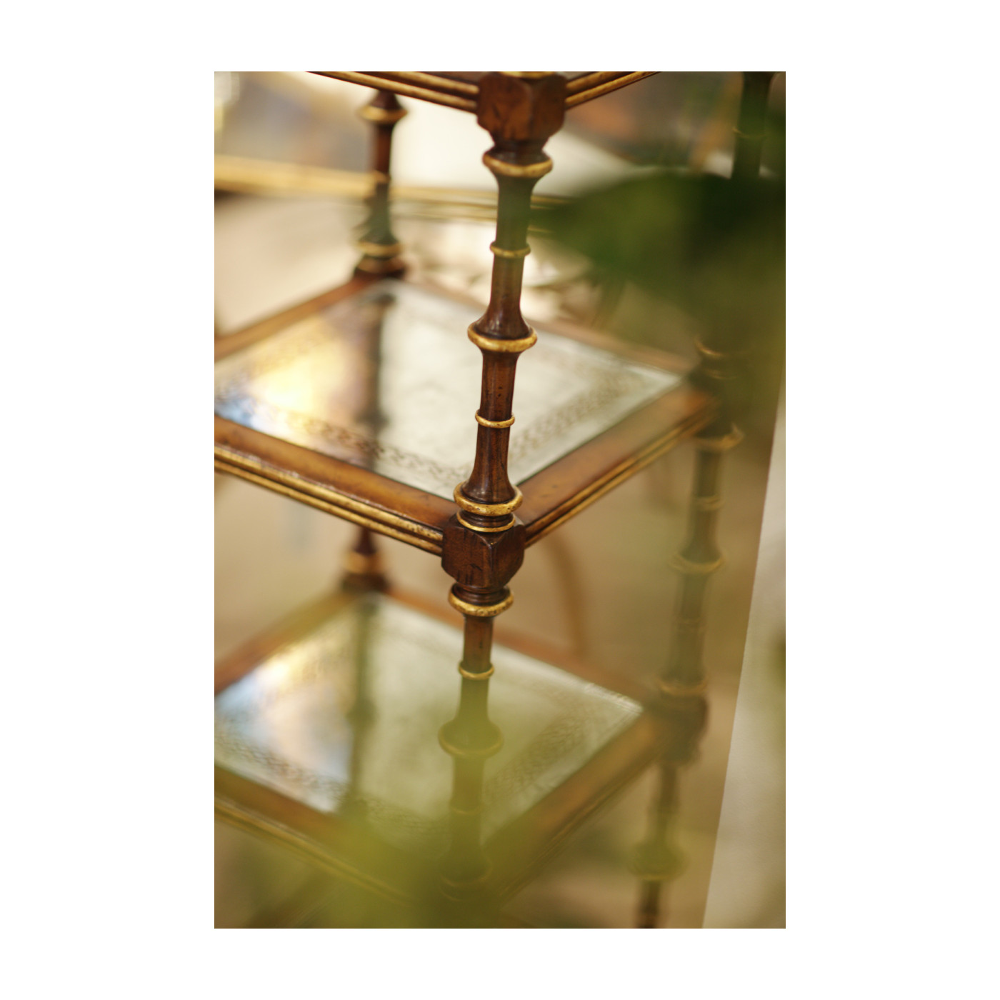 Walnut & Églomisé Five-Tier Étagère