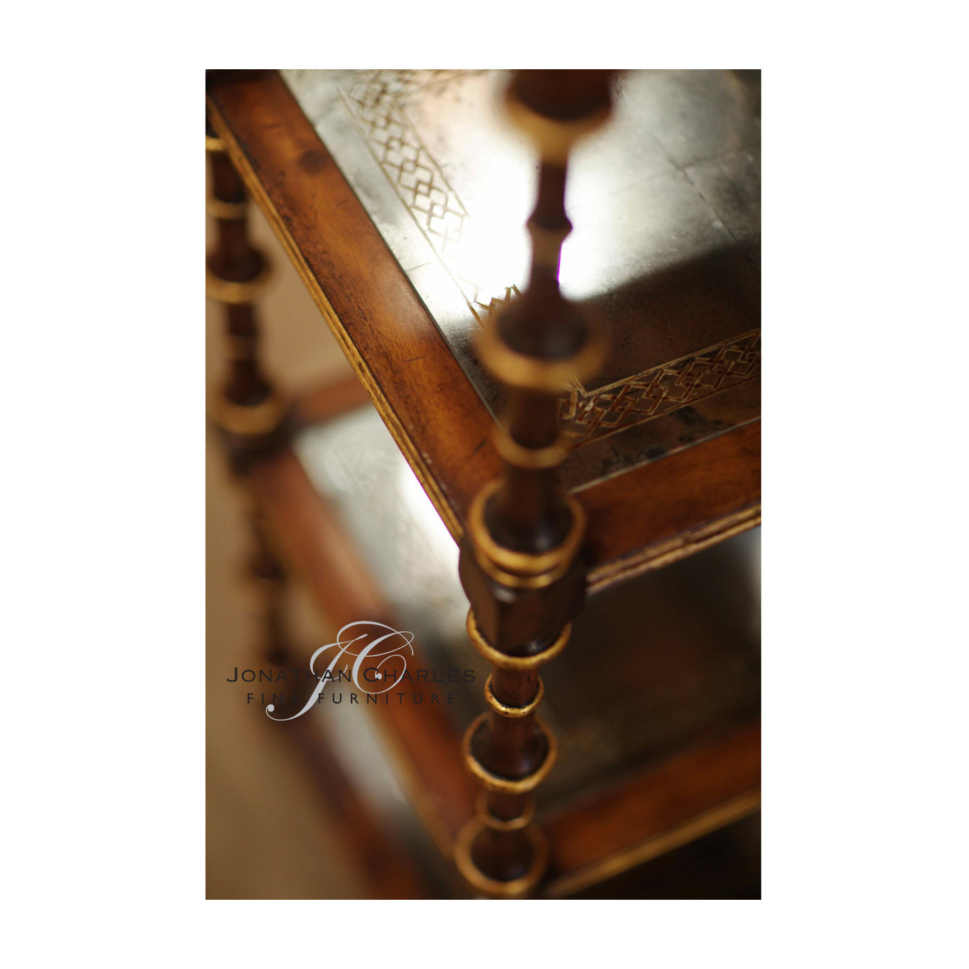 Walnut & Églomisé Five-Tier Étagère