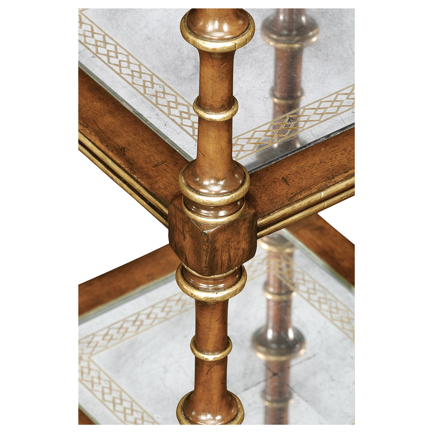 Walnut & Églomisé Four-Tier Étagère