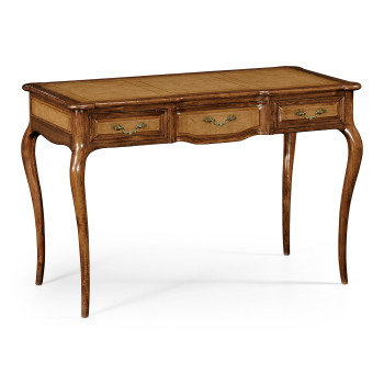 Leather & walnut bureau plat