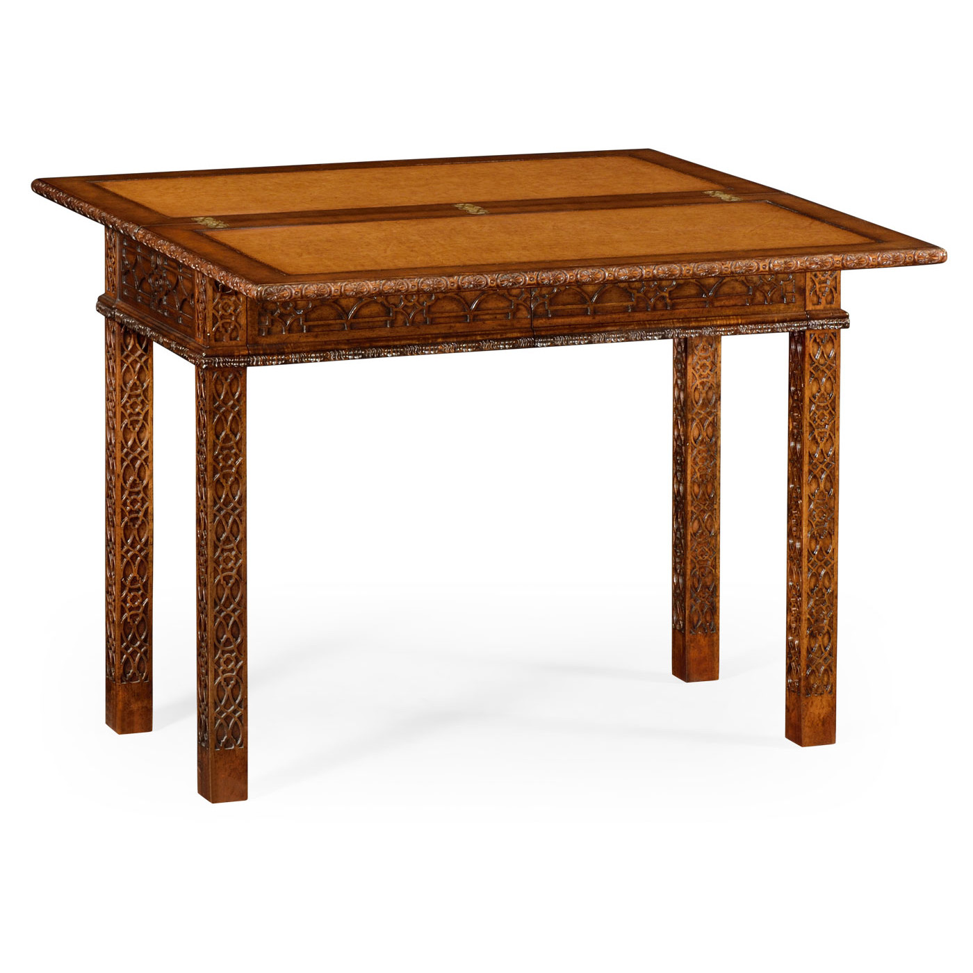 Leather & walnut games table