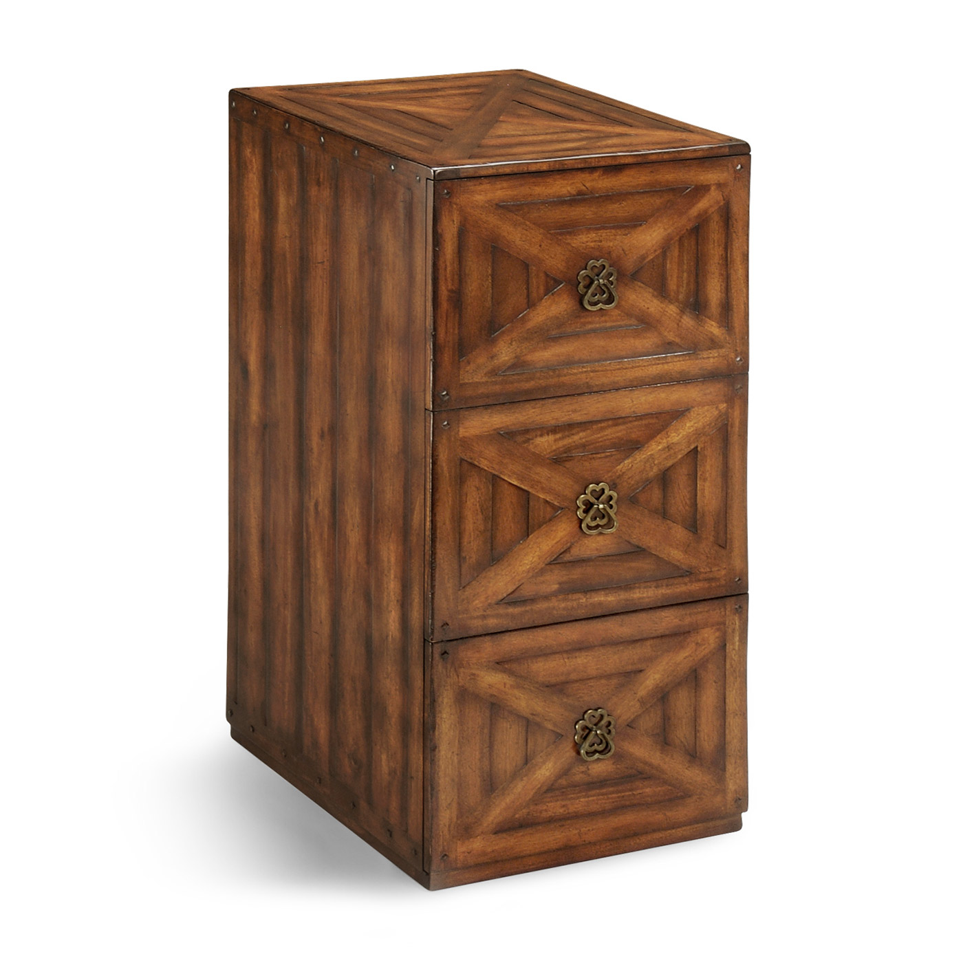 Walnut parquet three filing cabinet