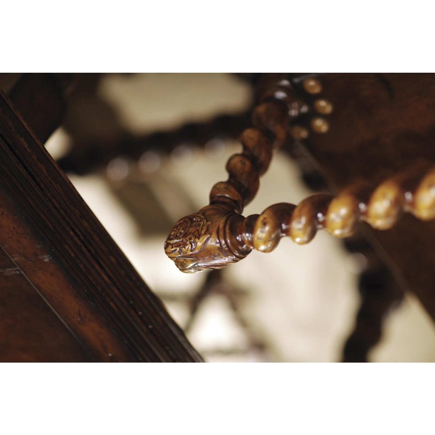 Tudor Style Medium Antique Chestnut Leather Hall Seat Arm Chair