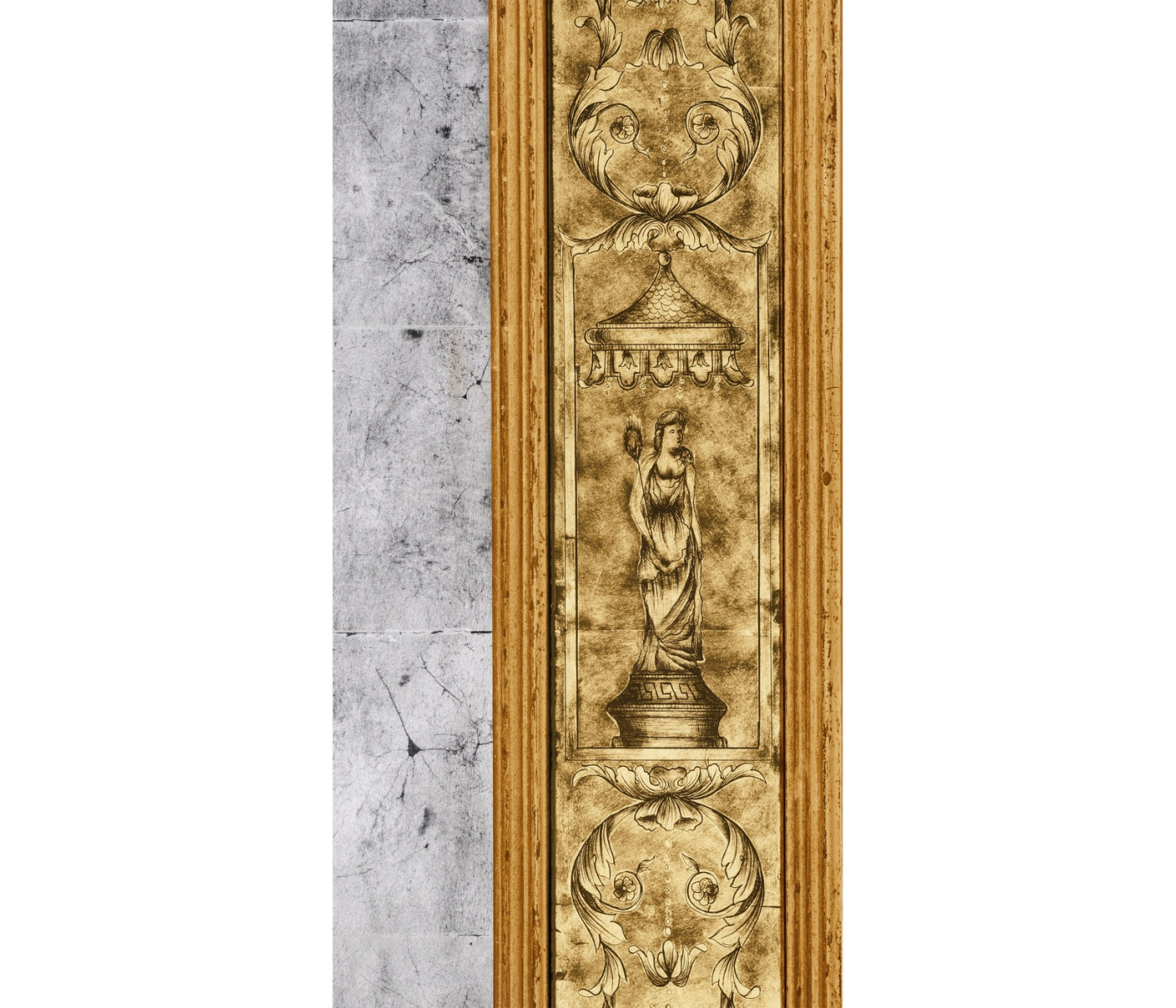 Rectangular Églomisé Mirror with Gilt Renaissance Decoration (Gold)