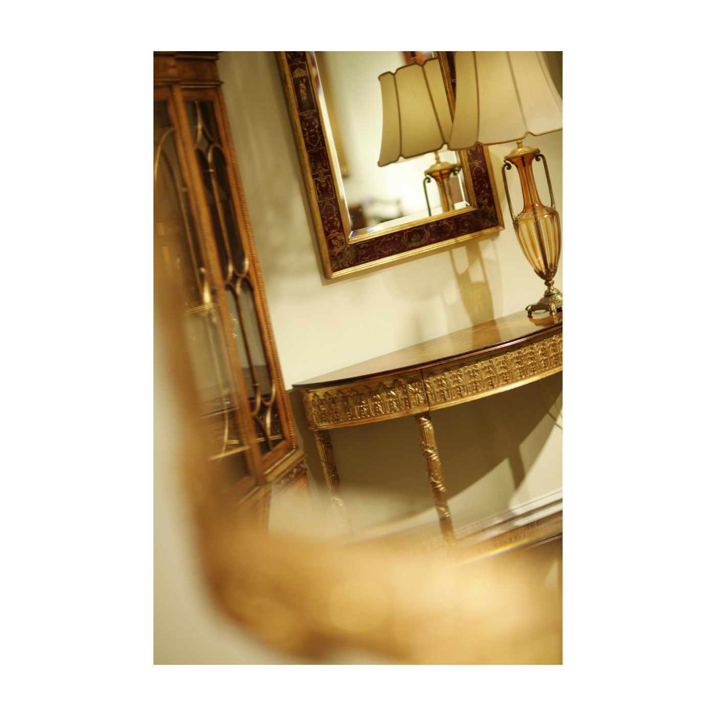 Rectangular Plain Mirror with Gilt Renaissance Decoration (Red)