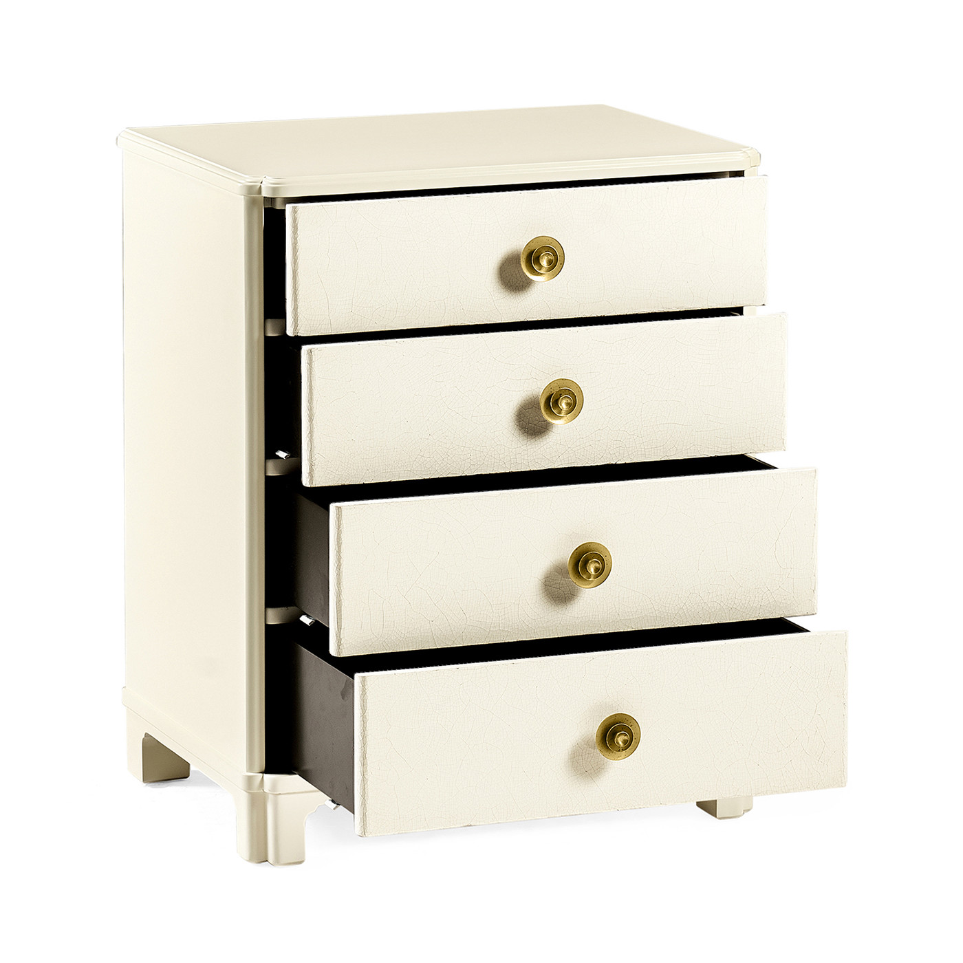 Ivory & Crackle Ceramic Lacquered Chest of Four Drawers