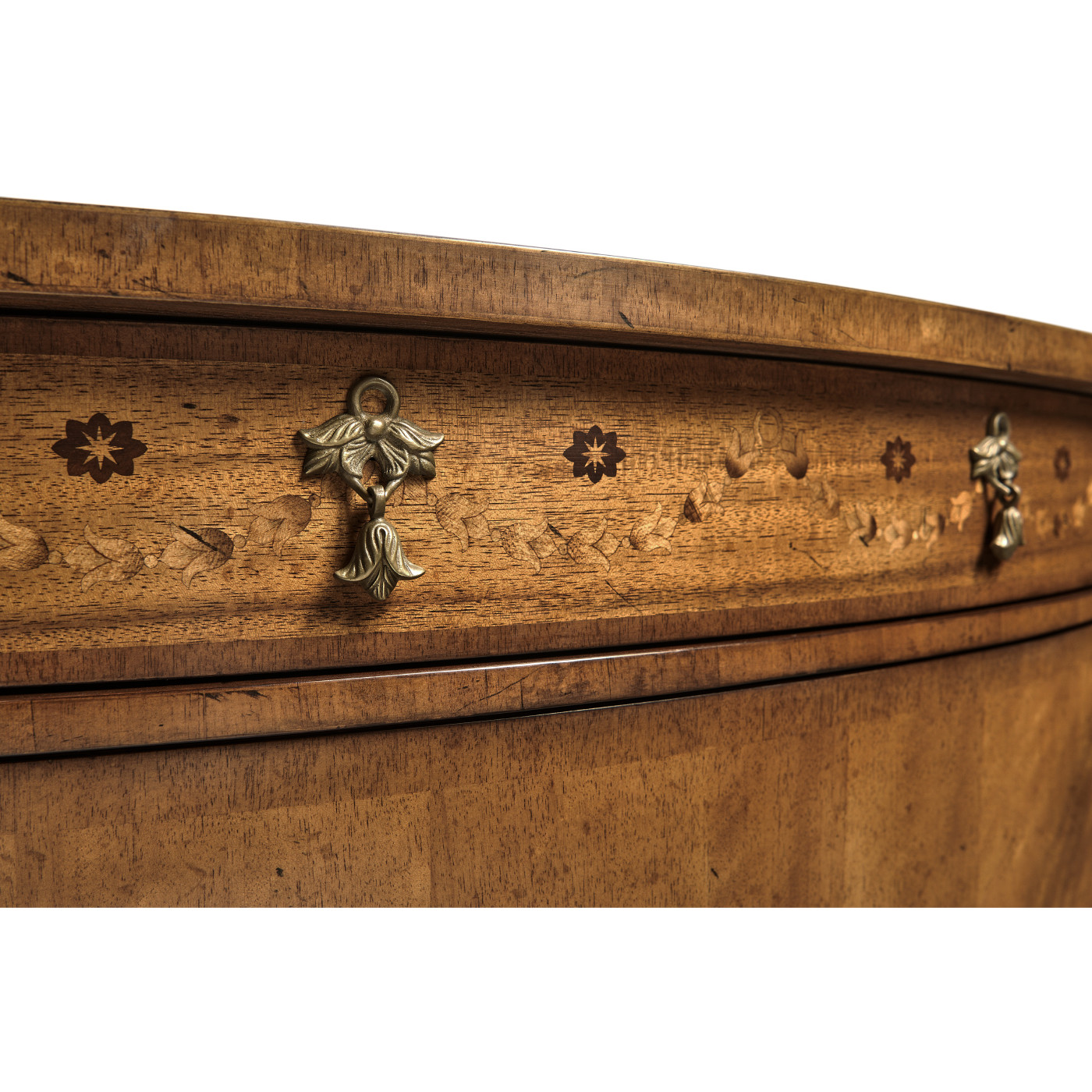 Adam Style Satinwood & Marquetry Demilune Cabinet