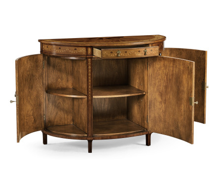Adam Style Satinwood & Marquetry Demilune Cabinet