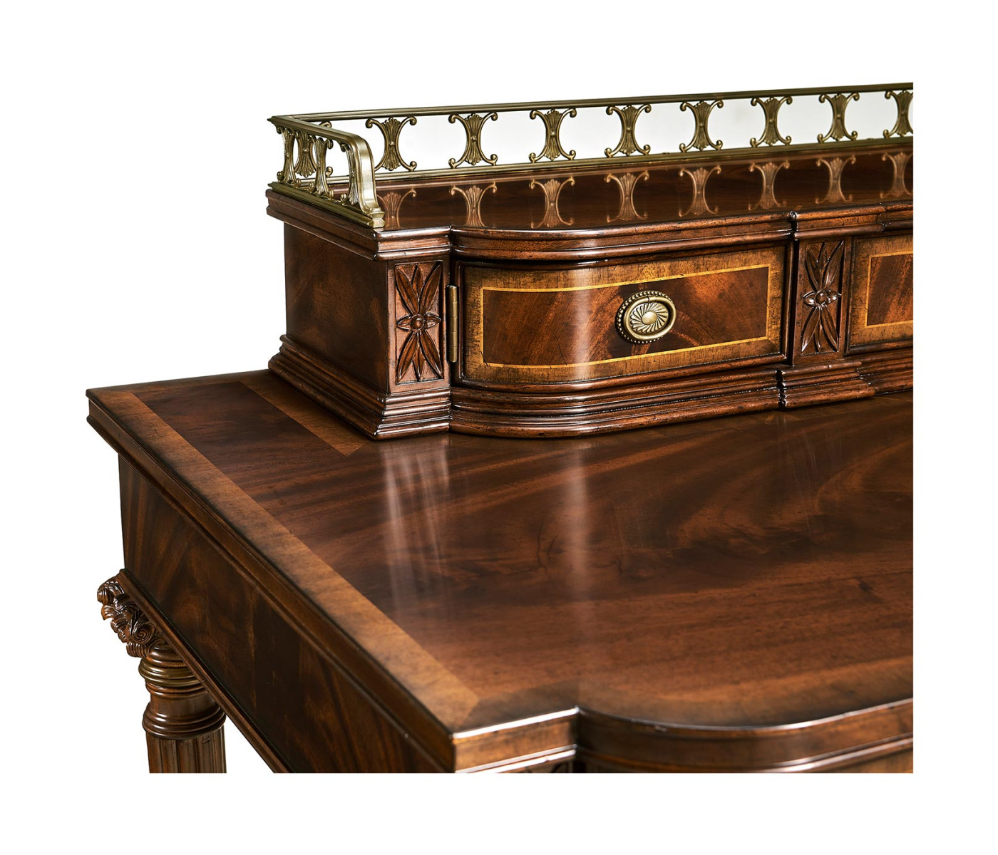 Buffet or Serving Table with Brass Gallery (Mahogany)