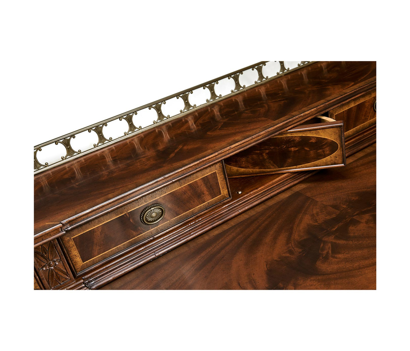 Buffet or Serving Table with Brass Gallery (Mahogany)