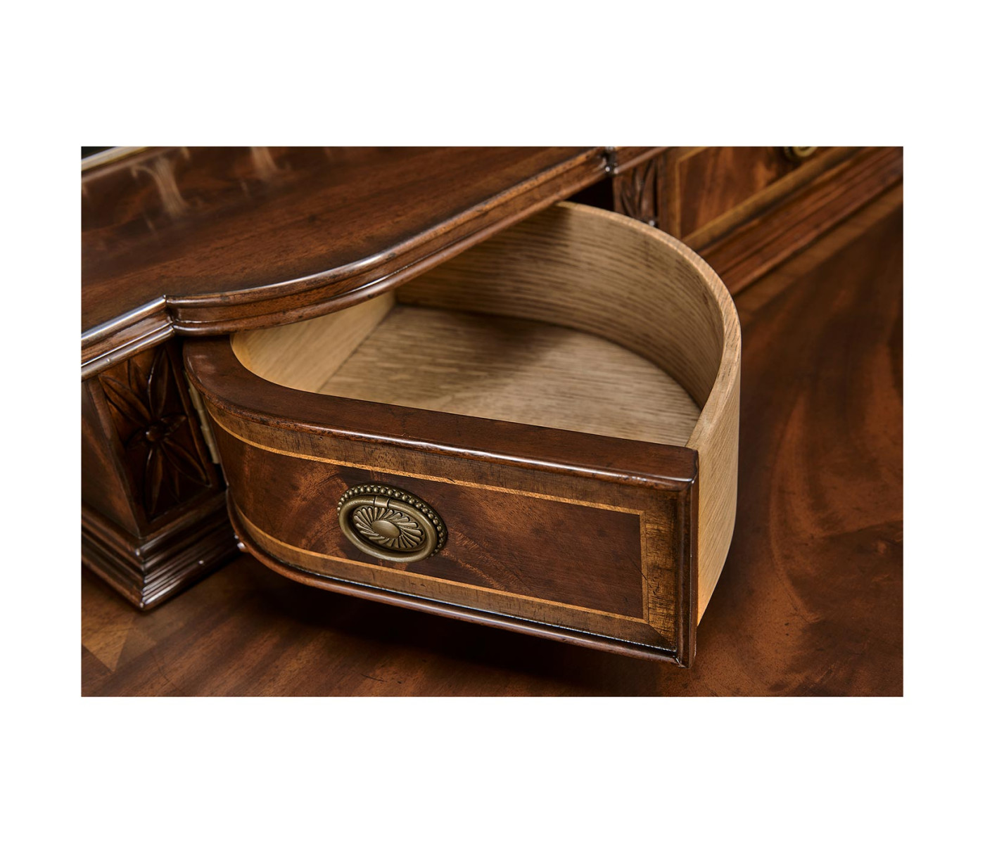 Buffet or Serving Table with Brass Gallery (Mahogany)