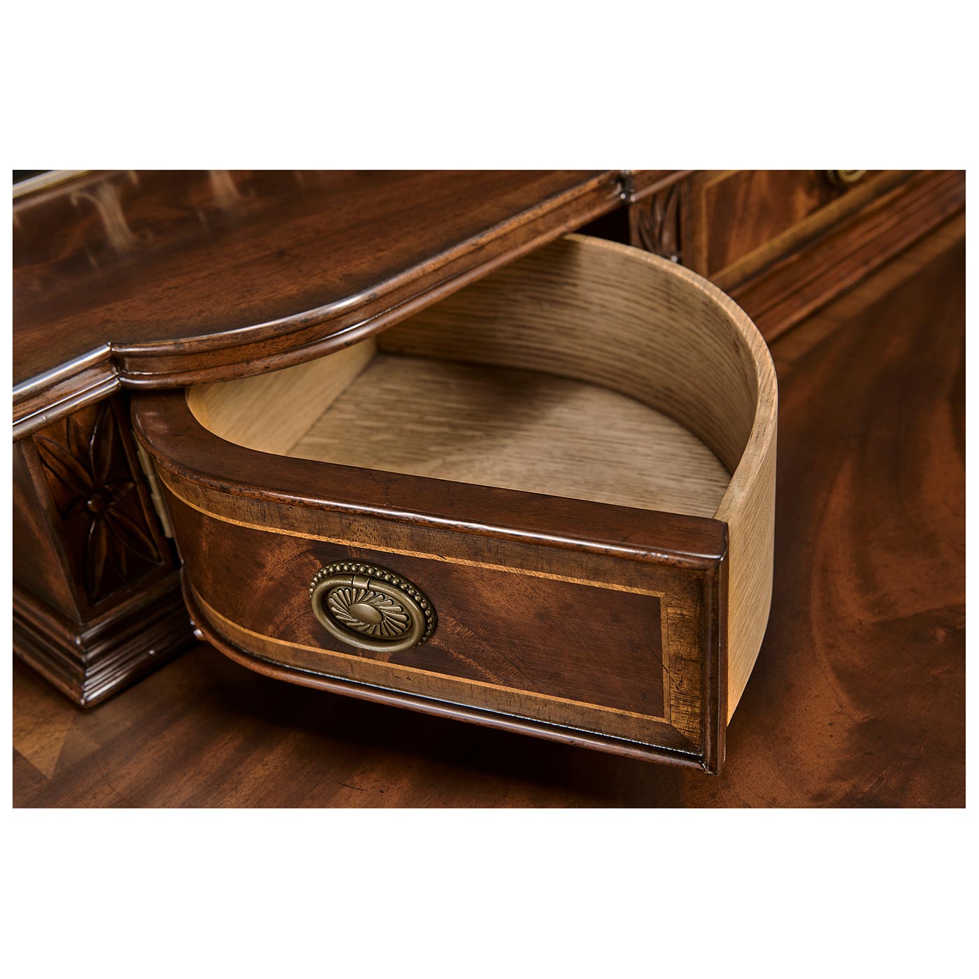 Buffet or Serving Table with Brass Gallery (Mahogany)