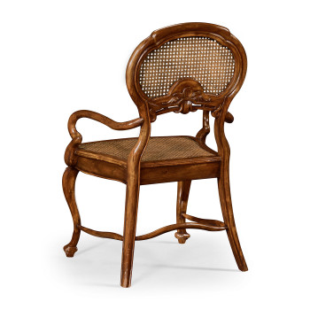 French Style Salon Arm Chair with Caned Back