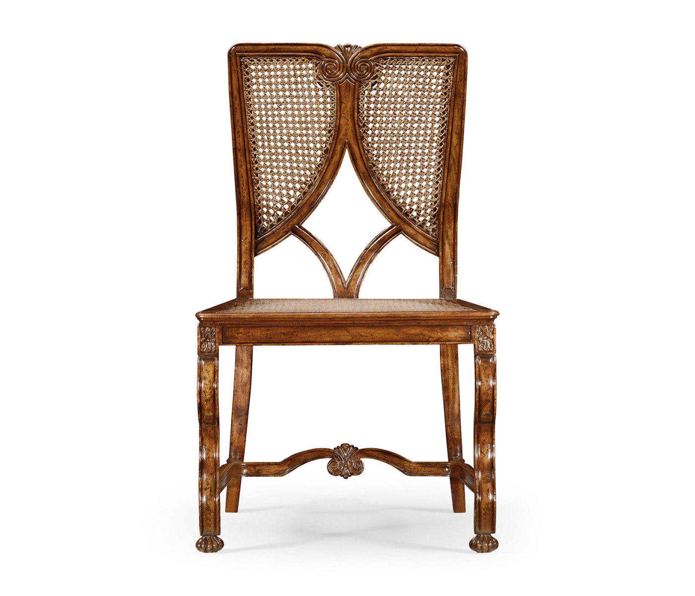 Continental Side Chair with Panelled Caned Back