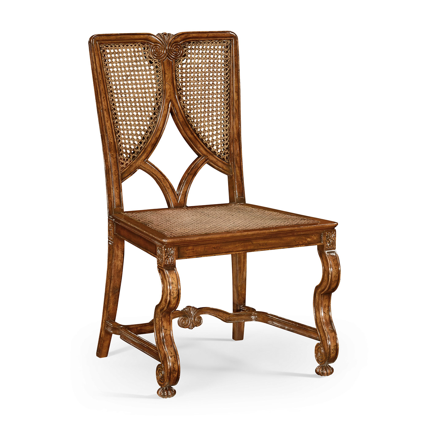 Continental Side Chair with Panelled Caned Back