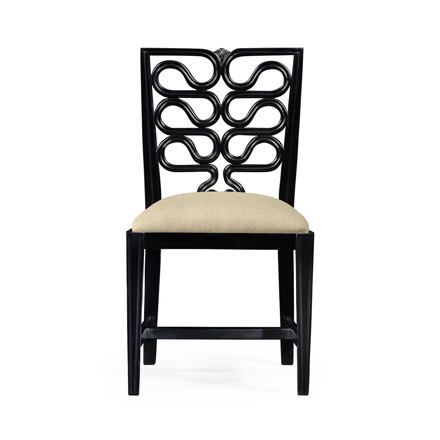 Black Painted Serpentine Open Back Dining Side Chair