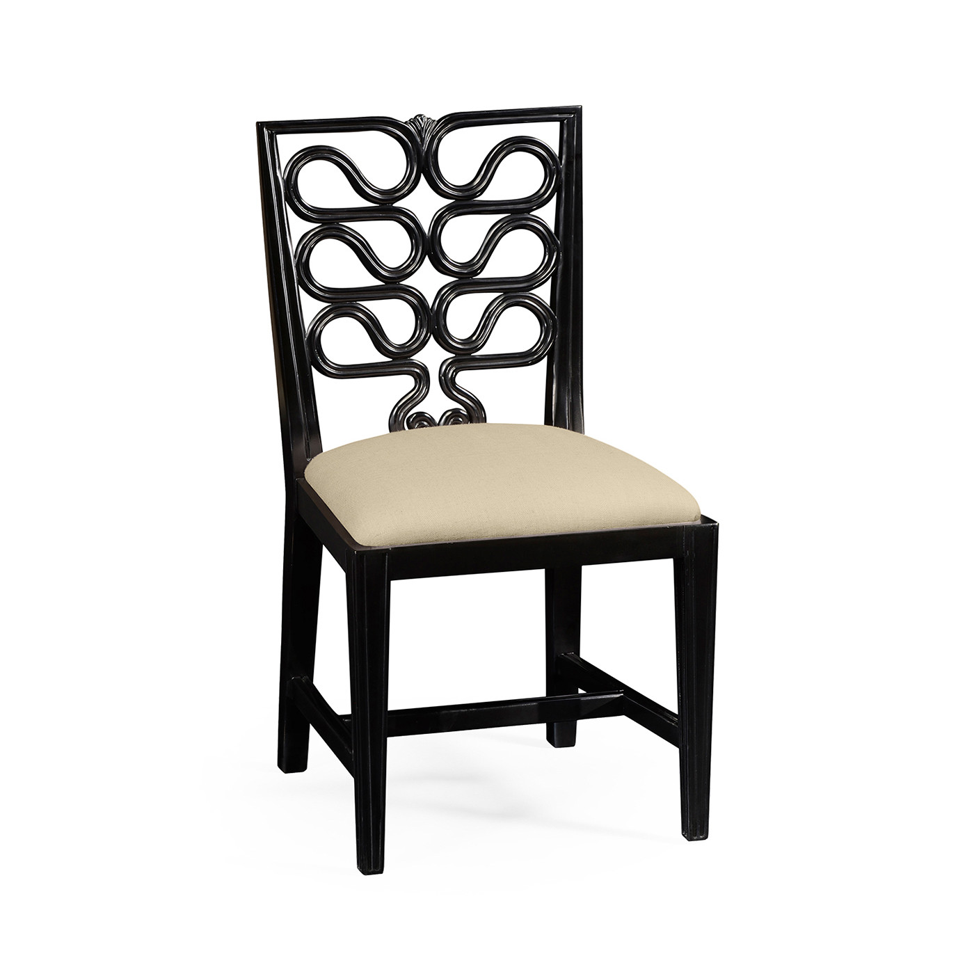 Black Painted Serpentine Open Back Dining Side Chair