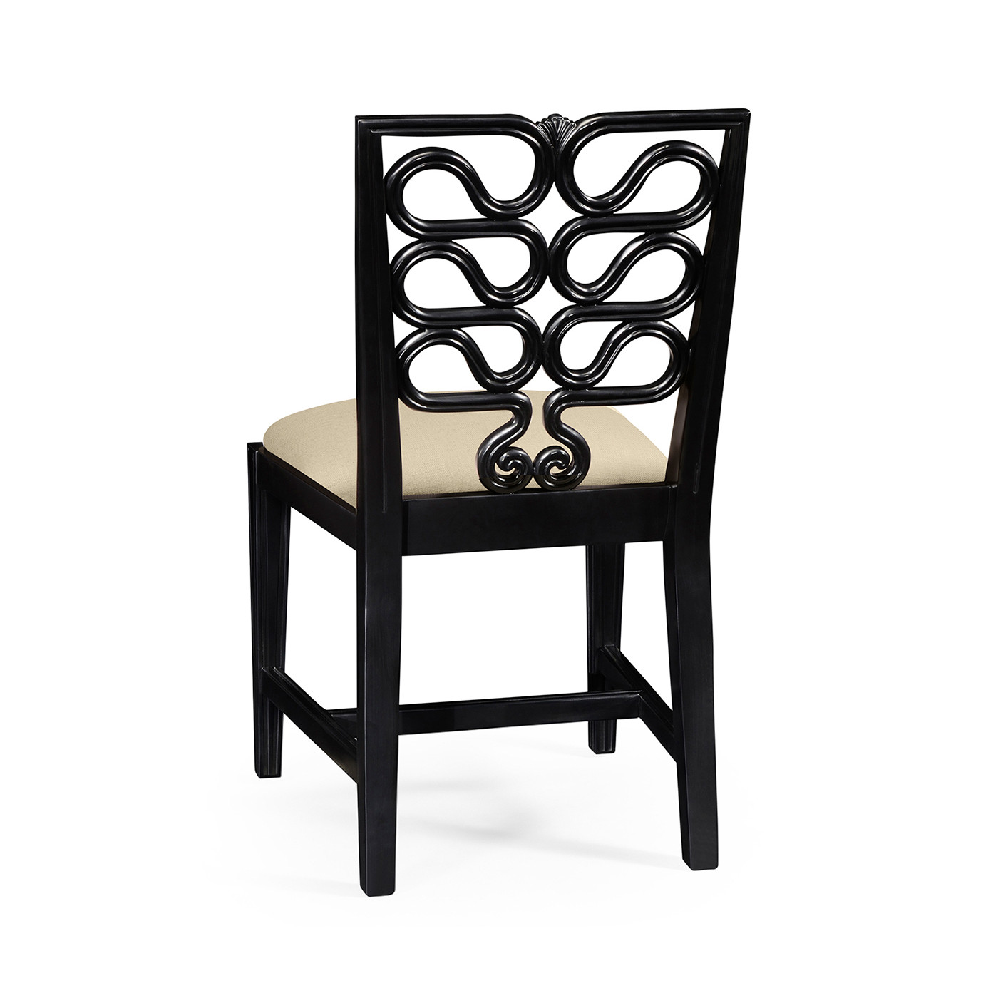 Black Painted Serpentine Open Back Dining Side Chair