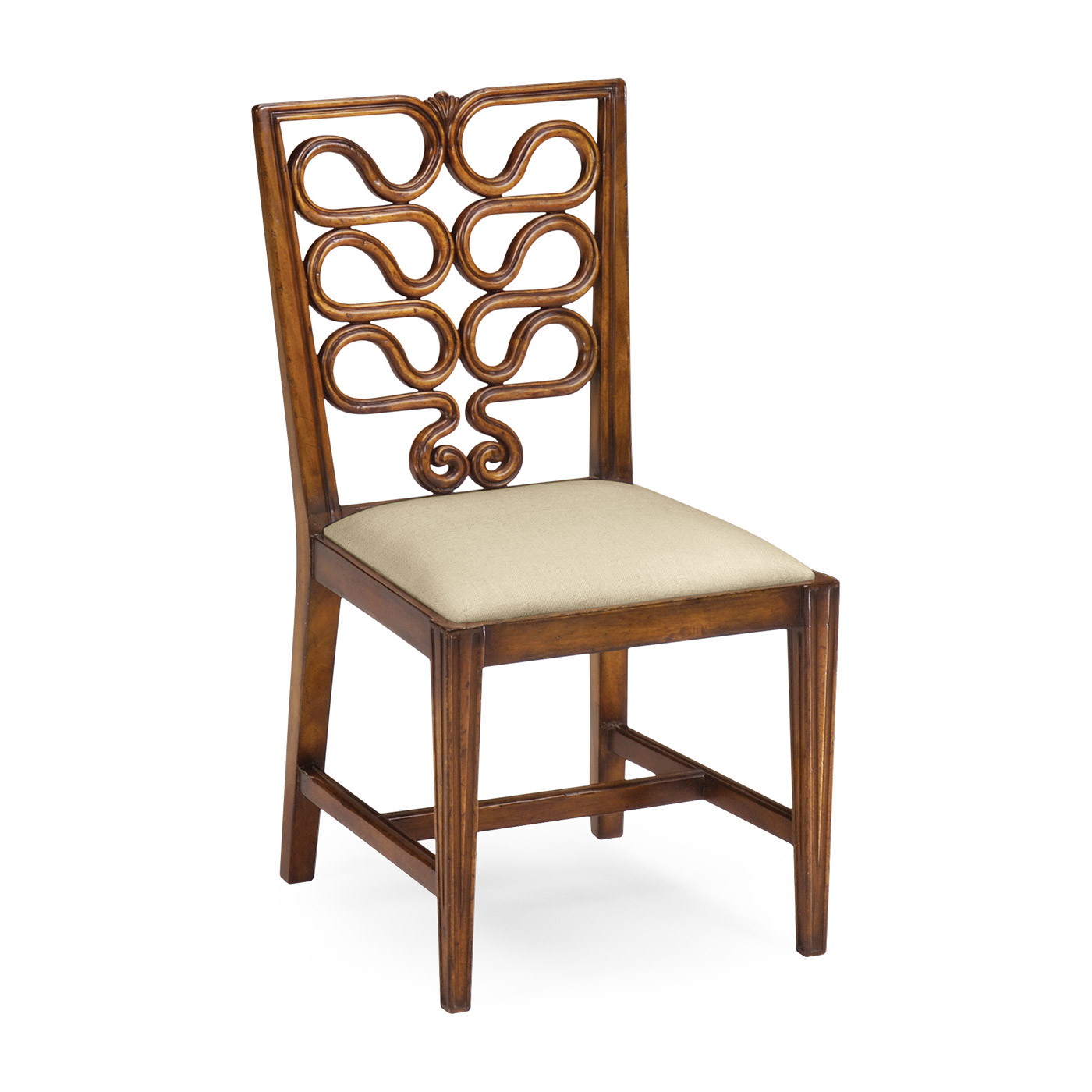 Walnut Serpentine Open Back Dining Side Chair