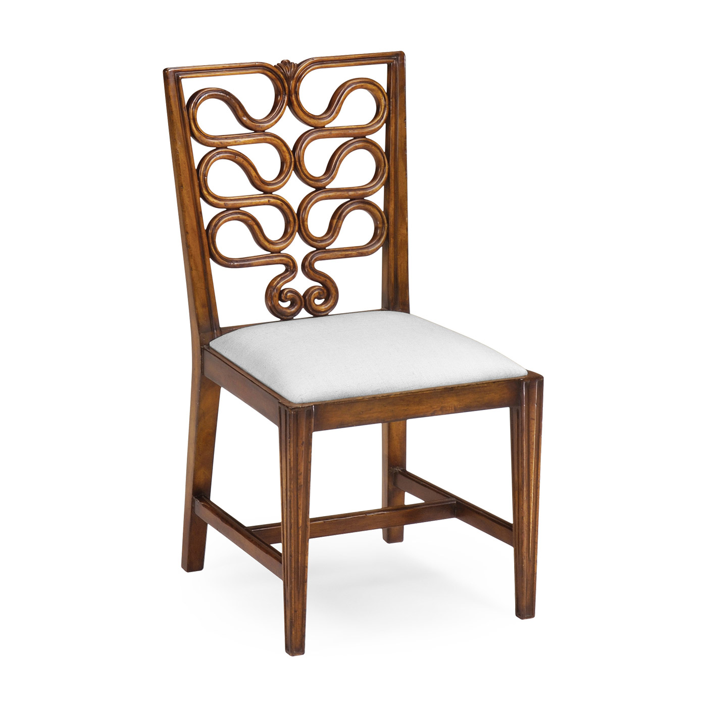 Walnut Serpentine Open Back Dining Side Chair