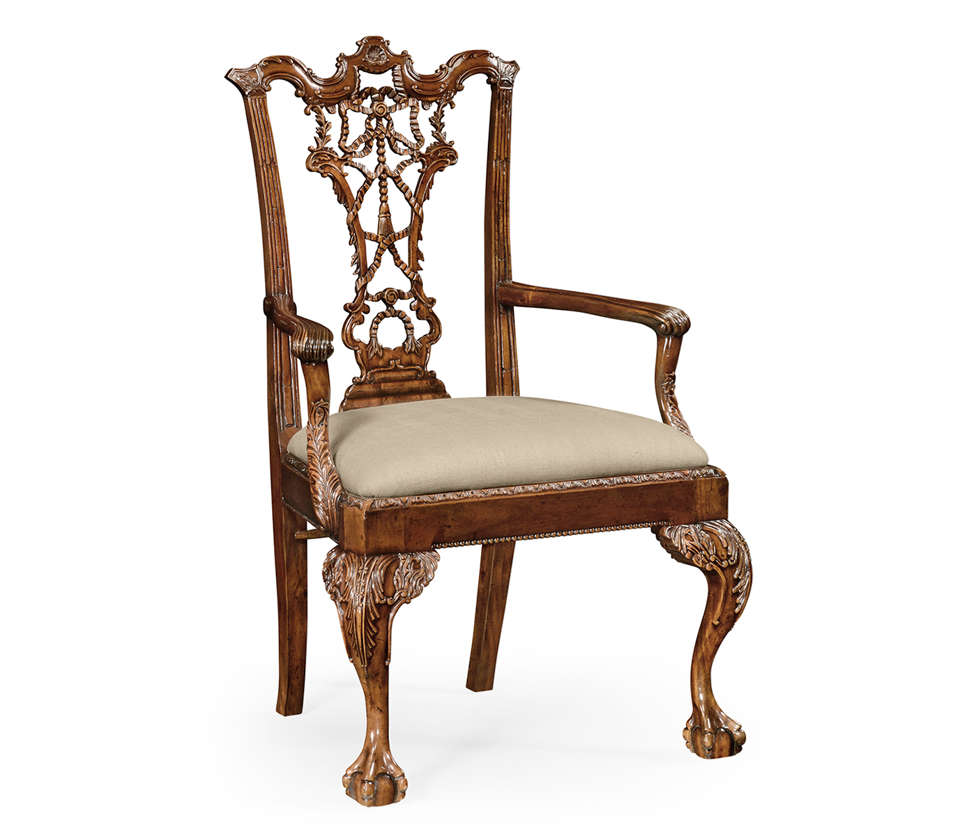 Chippendale Ribbon Back Arm Chair (Mahogany)