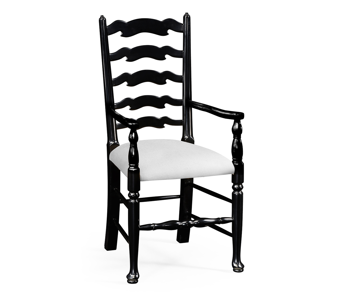 Traditional Ladderback Black Painted Dining Arm Chair