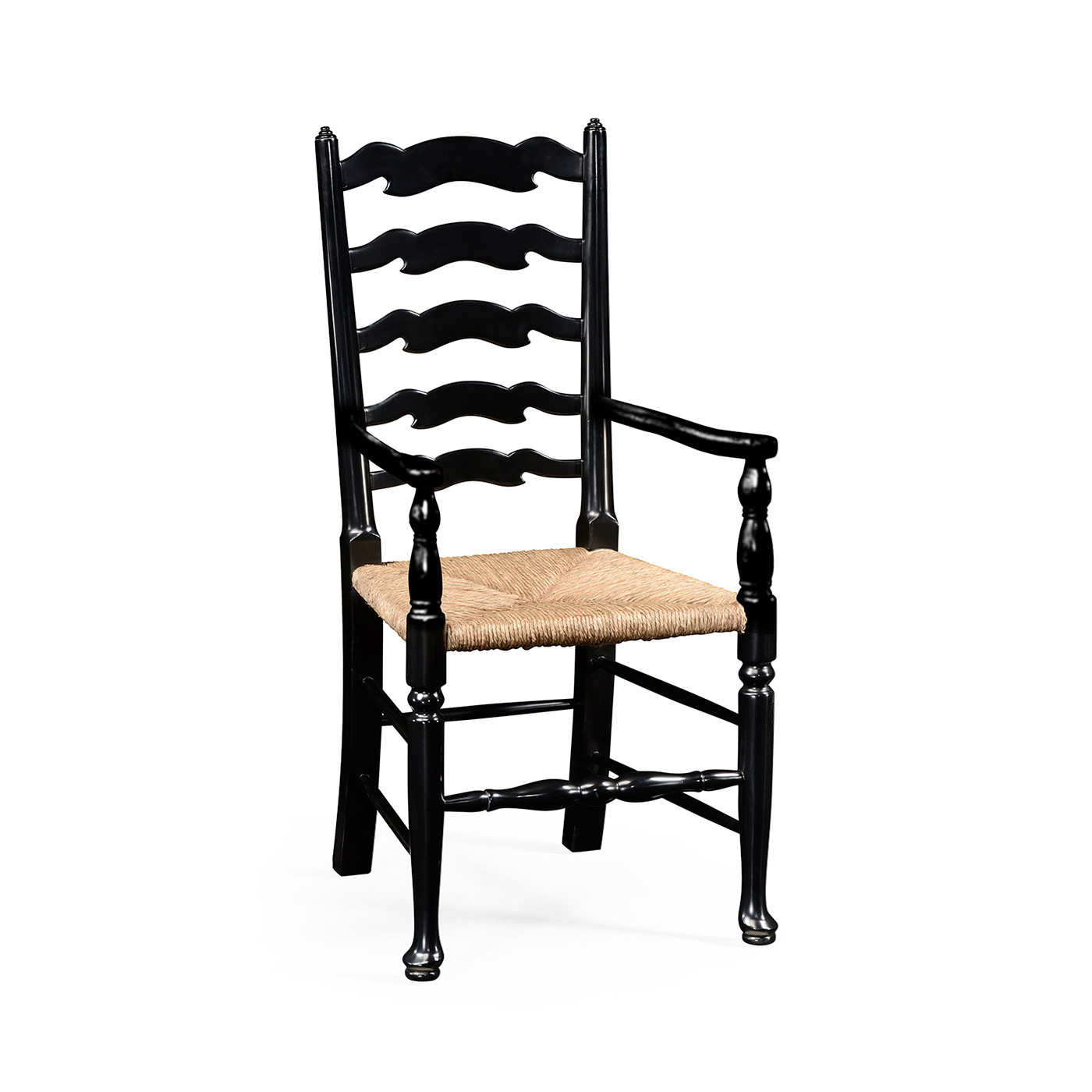 Traditional Ladderback Black Painted Dining Arm Chair