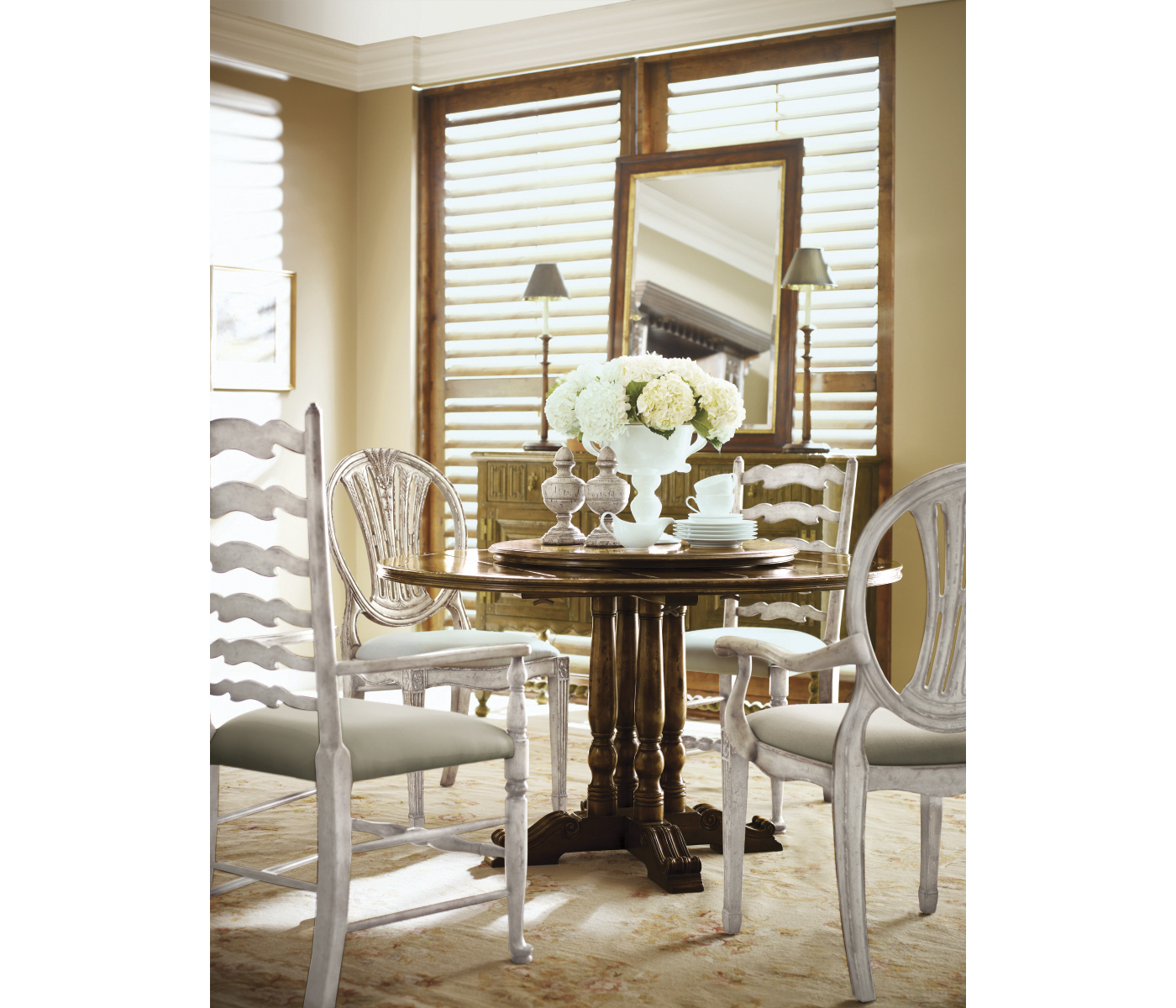 Traditional Ladderback Grey Painted Dining Arm Chair