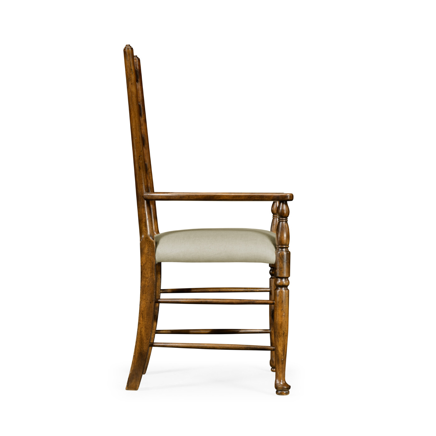 Traditional Ladderback Walnut Dining Arm Chair
