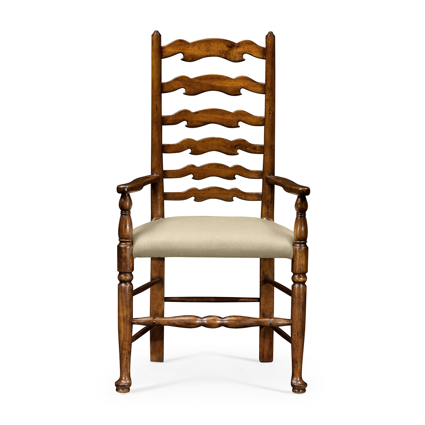 Traditional Ladderback Walnut Dining Arm Chair
