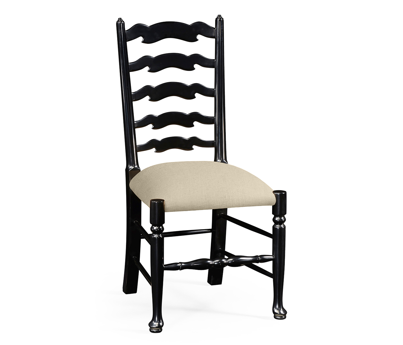 Traditional Ladderback Black Painted Dining Side Chair